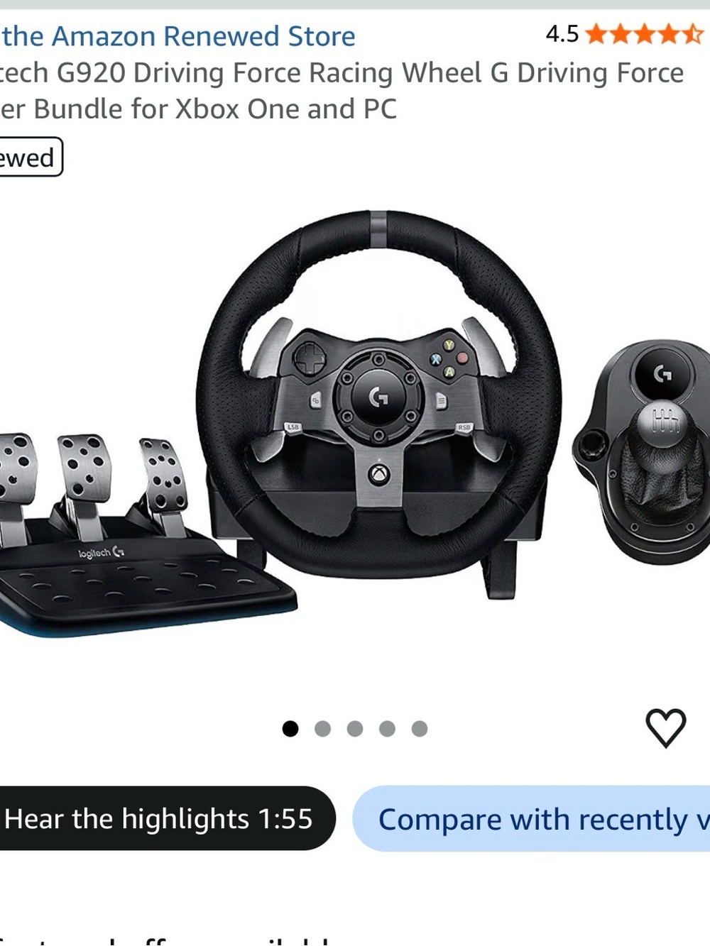 Logitech Black Racing Wheel, Pedals & Shifter Bundle
